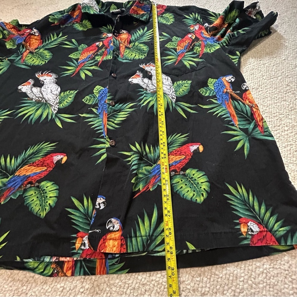 Pacific Legend Hawaiian 2XL Black Colorful Bird Parrots Tropical Luau Cotton - Picture 5 of 9